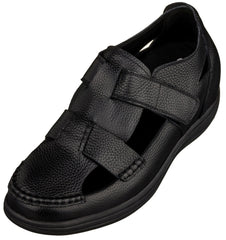 CALTO - K2661 - 3.2 Inches Taller (Black) - Casual Fisherman Sandal