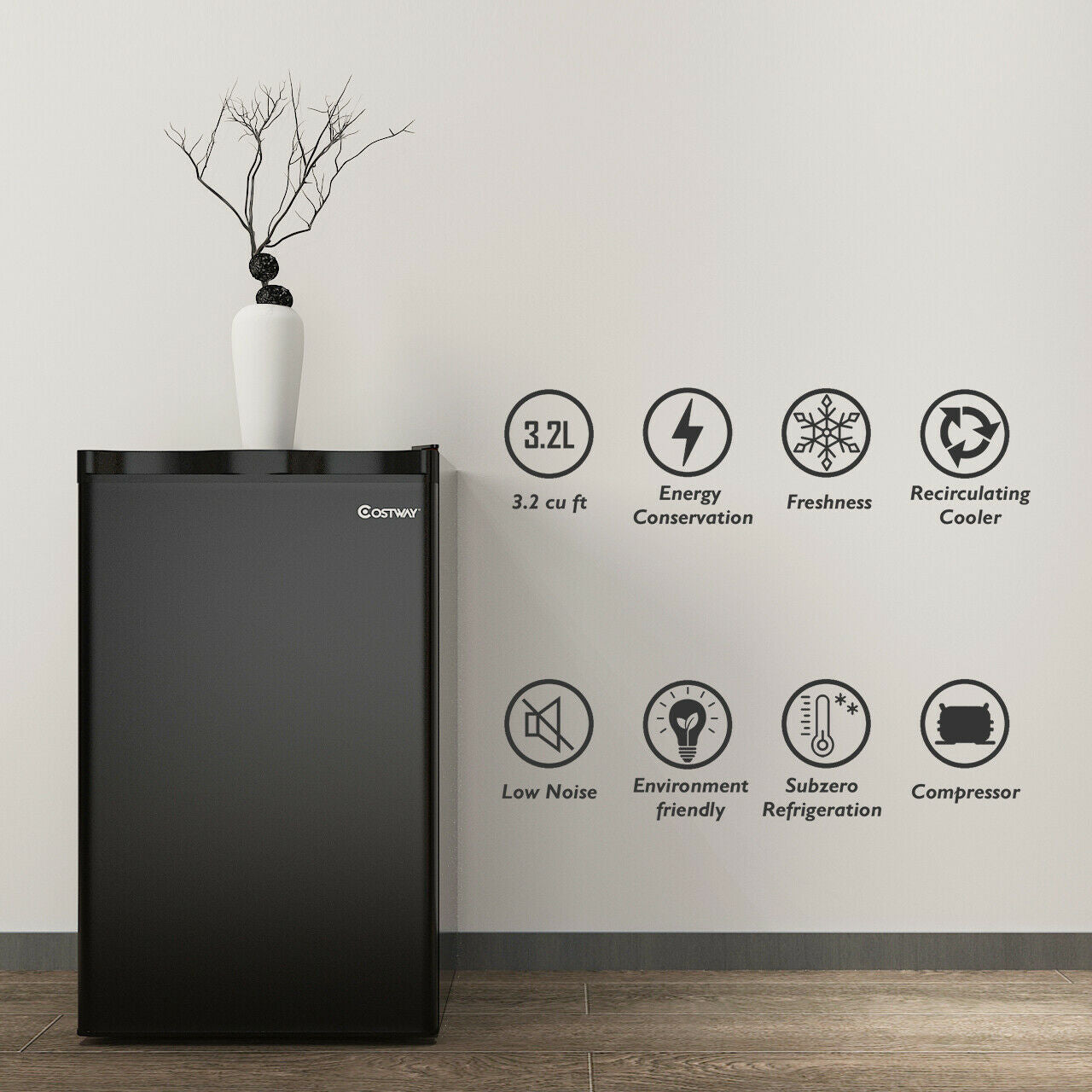 3.2 cu.ft. Mini Dorm Compact Refrigerator-Black