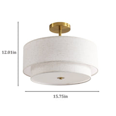 15' Modern Ceiling Light Fabric Upholstered