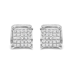 10K White Gold 1/2 Cttw Princess Cut Diamond Square Shaped Multi Stone Stud Earrings (H-I Color, SI1-SI2 Clarity)