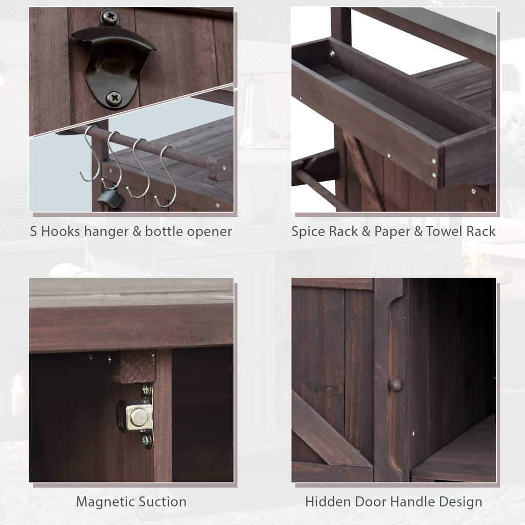 K&K Outdoor Kitchen Island, Rolling Bar Cart & Storage Cabinet