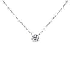 14K White Gold 1/2 Cttw Lab Grown Diamond Modern Bezel-Set Solitaire 16"-18" Pendant Necklace (F-G Color, VS2-SI1 Clarity)