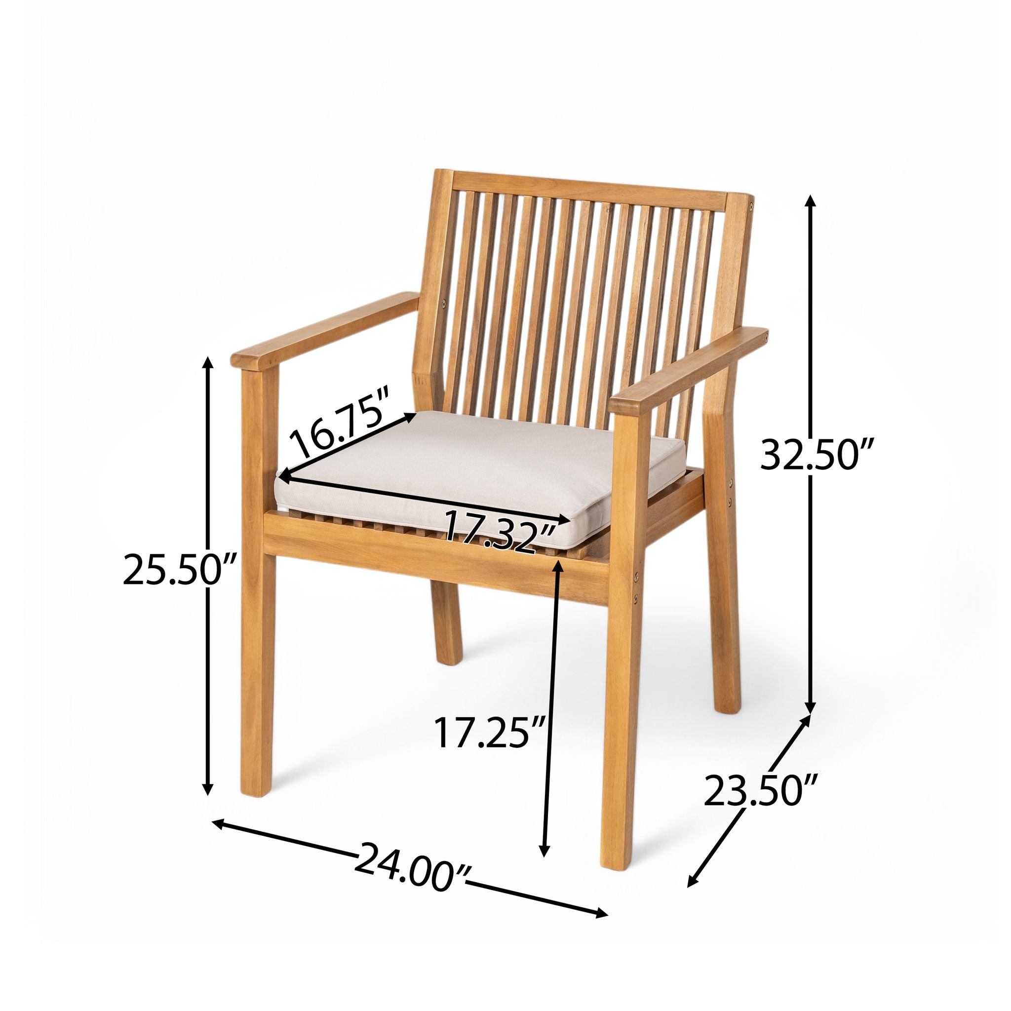 Patio Dining Chair, Comfortable Waterproof Seating (Set of 2)