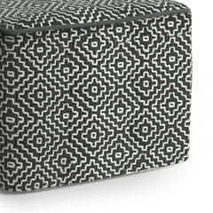 Briella Square Woven Outdoor / Indoor Pouf - Grey / White
