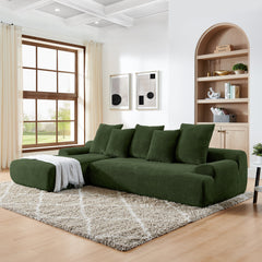 110.25x67'' Modern Upholstered L-Shape Sectional Sofa Velvet Green