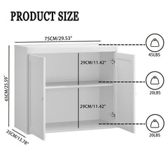 Kitchen Storage Cabinet With Double Doors, Adjustable Shelves, Sideboard Buffet For Dining Room - White