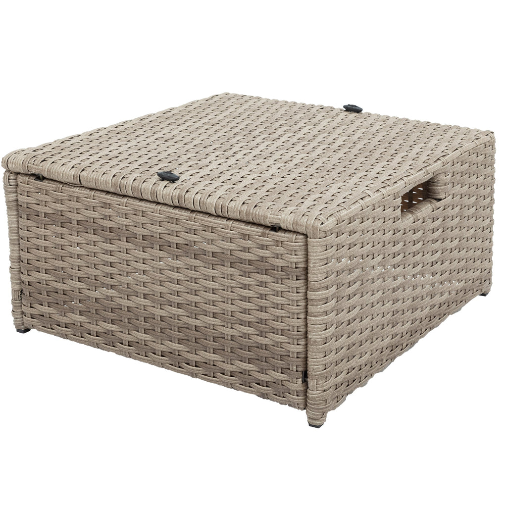 U-Style Patio Furniture 4 Piece Outdoor Wicker Sectional Sofa Set with Ottoman and Cushions