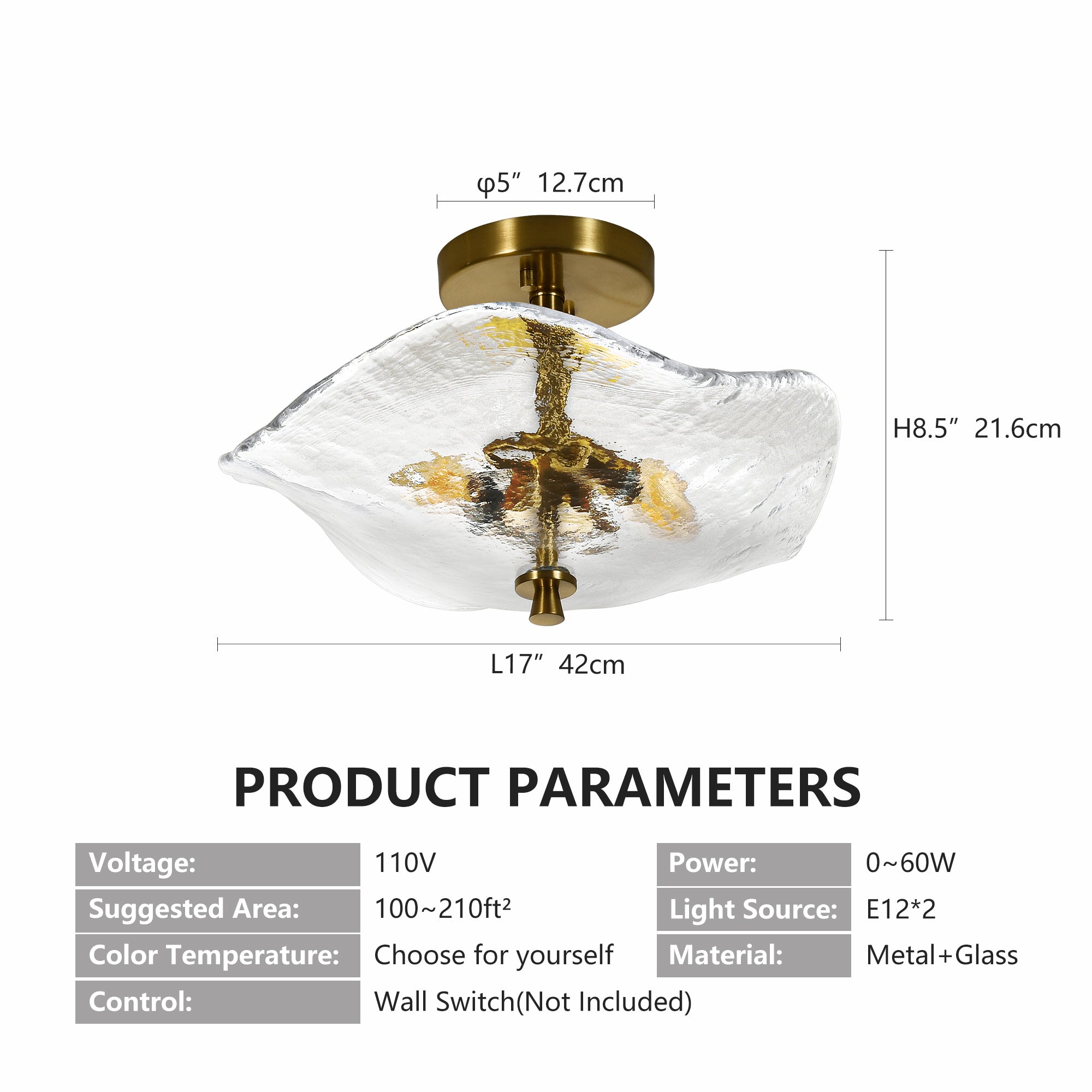 Glass Semi Flush Mount Ceiling Light