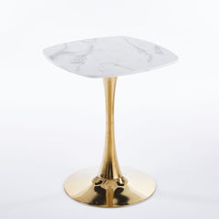 Square Tulip Dining Table For 2 - 4 People - Golden / White