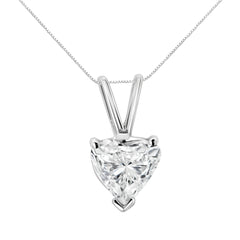 14K White Gold 1/5 Cttw 3-Prong Set Heart Shaped Solitaire Lab Grown Diamond 18" Pendant Necklace (F-G Color, VS2-SI1 Clarity)