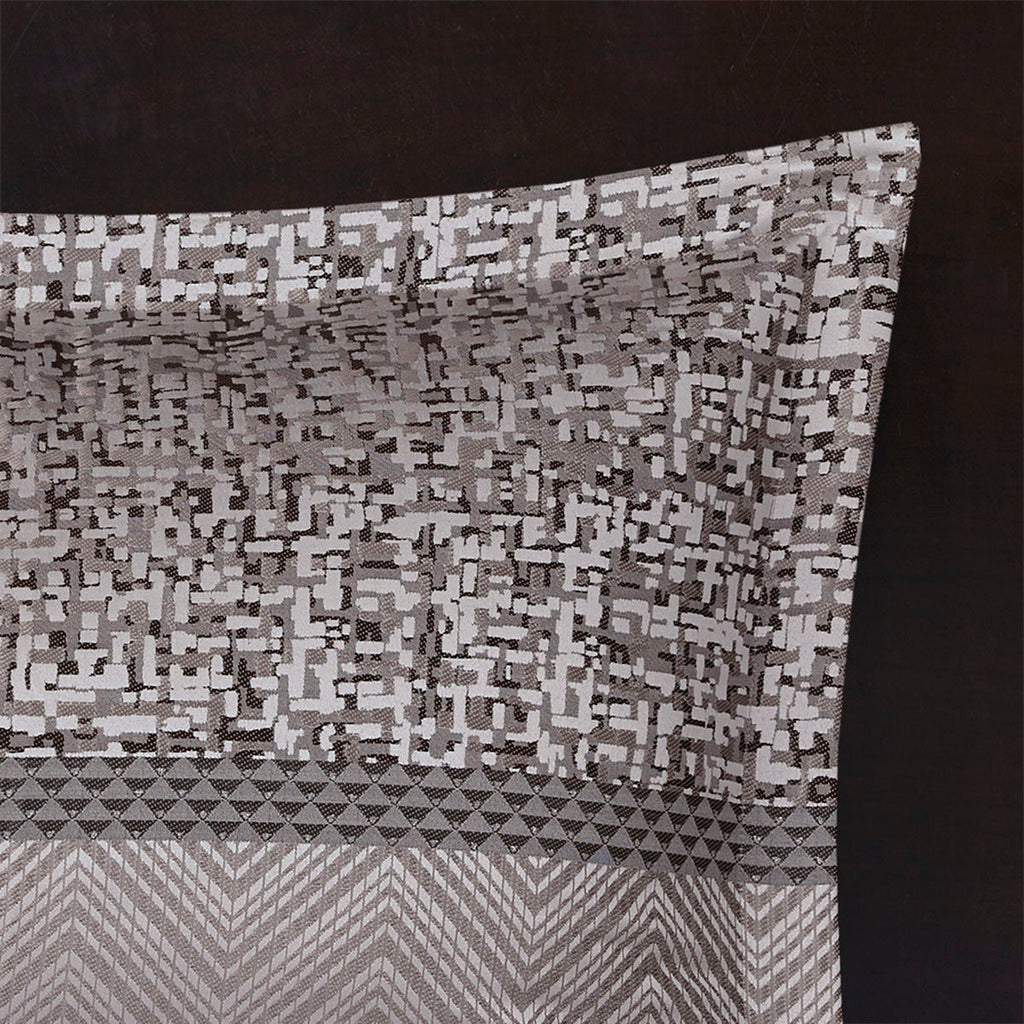 7 Piece Jacquard Comforter Set Grey/Taupe King