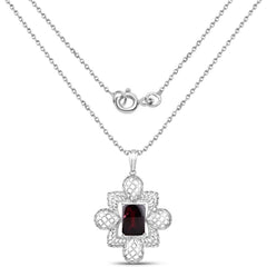 8.00 Carat Genuine Garnet .925 Sterling Silver Pendant