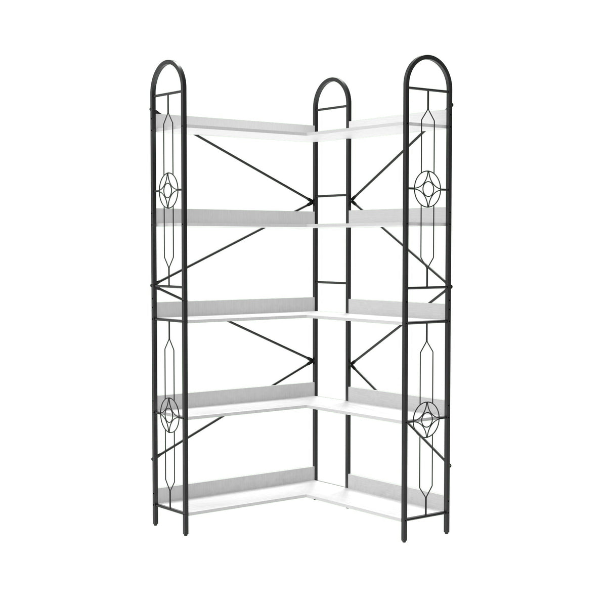 Industrial Style Corner Bookshelf With Thickened Iron Frame