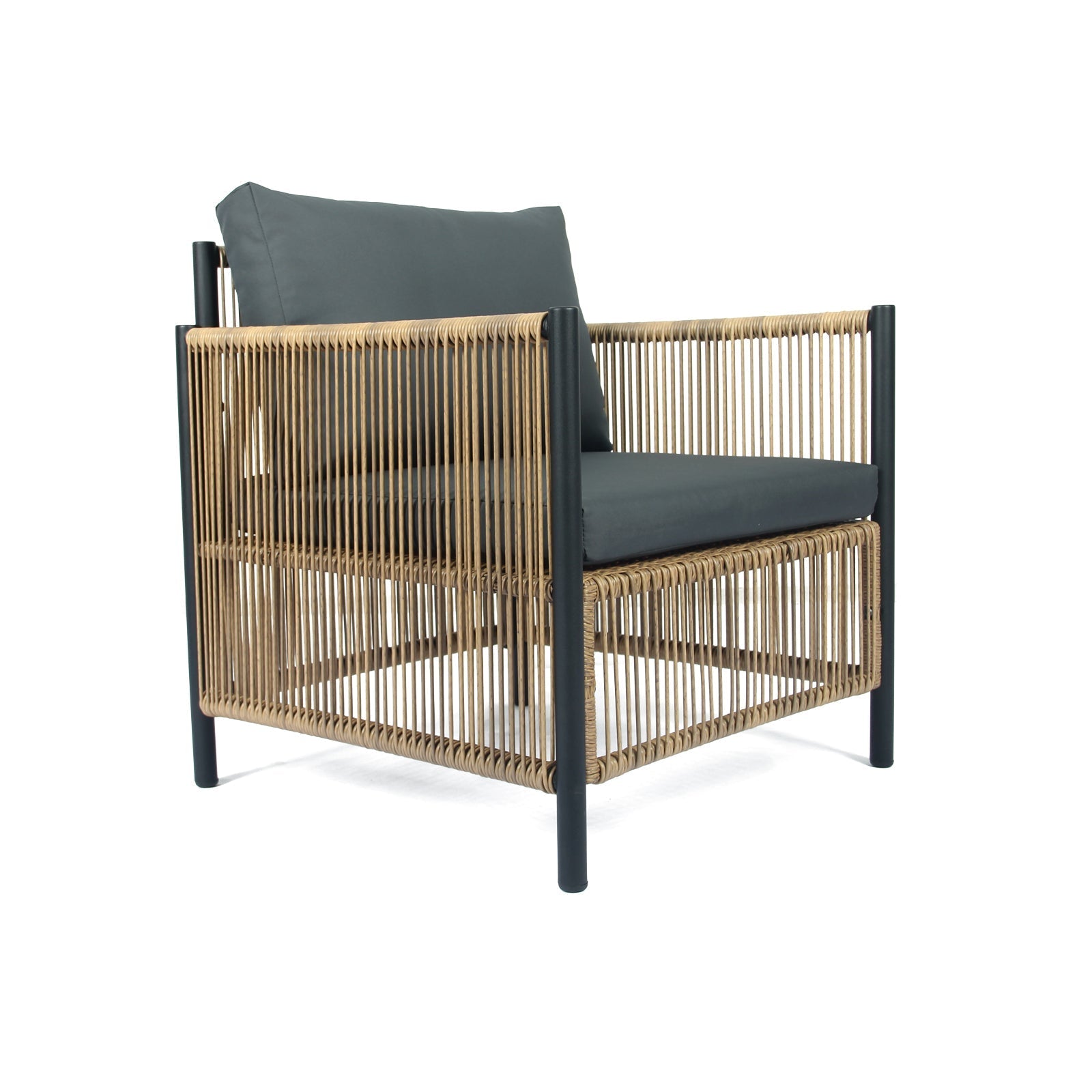 Patio 6-Piece Brown PE Wicker Sofa Set with Grey Cushions