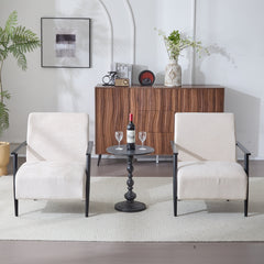Modern Beige Lounge Chair Set with Polyester Upholstery and Metal Frame