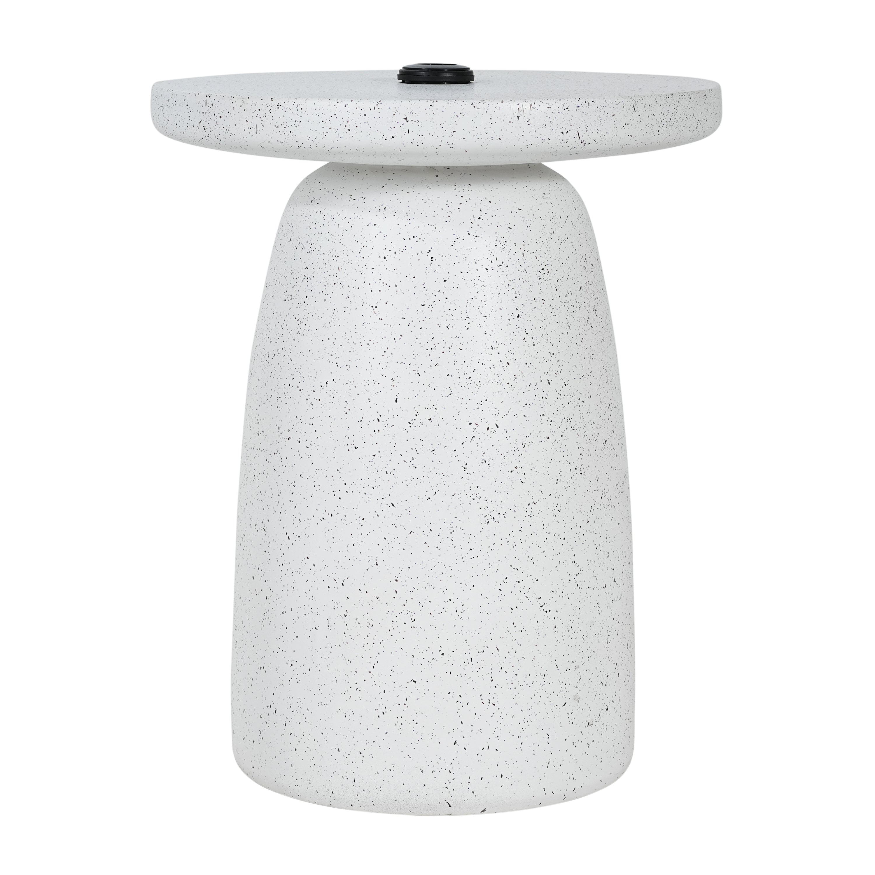 Tess MGO Outdoor Patio Side Table Umbrella Base in White Marble
