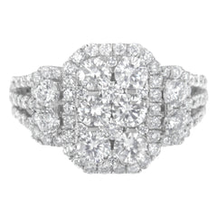 14K White Gold 2 1/4 Cttw Diamond Cocktail Cluster Ring (G-H Color, SI2-I1 Clarity) - Size 7