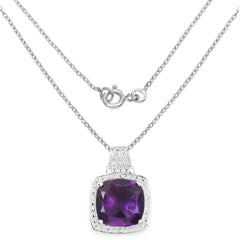 5.85 Carat Genuine Amethyst .925 Sterling Silver Pendant
