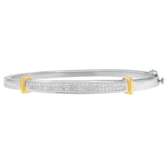 14K Two-Toned Gold Princess Cut Diamond Fashion Bangle (1 cttw, H-I Color, SI1-SI2 Clarity)