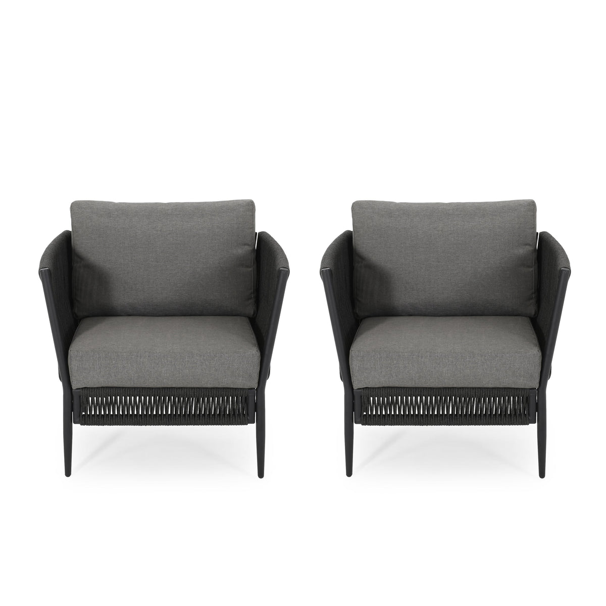 Hanford Modern Club Chair with Woven Rope Design in Grey