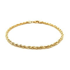 3.0mm 14k Yellow Gold Solid Diamond Cut Rope Bracelet