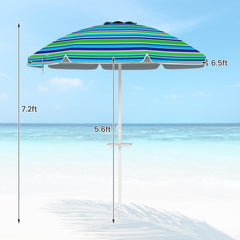 7.2 Feet Portable Outdoor Beach Umbrella with Sand Anchor and Tilt Mechanism-Green