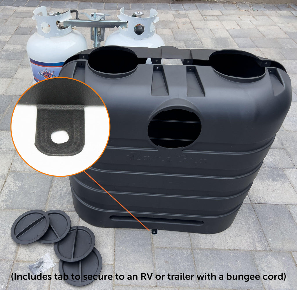 Flame King Dual 30LB LP Propane Tank Light Plastic Heavy Duty Cover RV Trailer Black