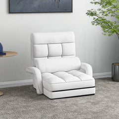 Folding Lazy Floor Chair Sofa with Armrests and Pillow