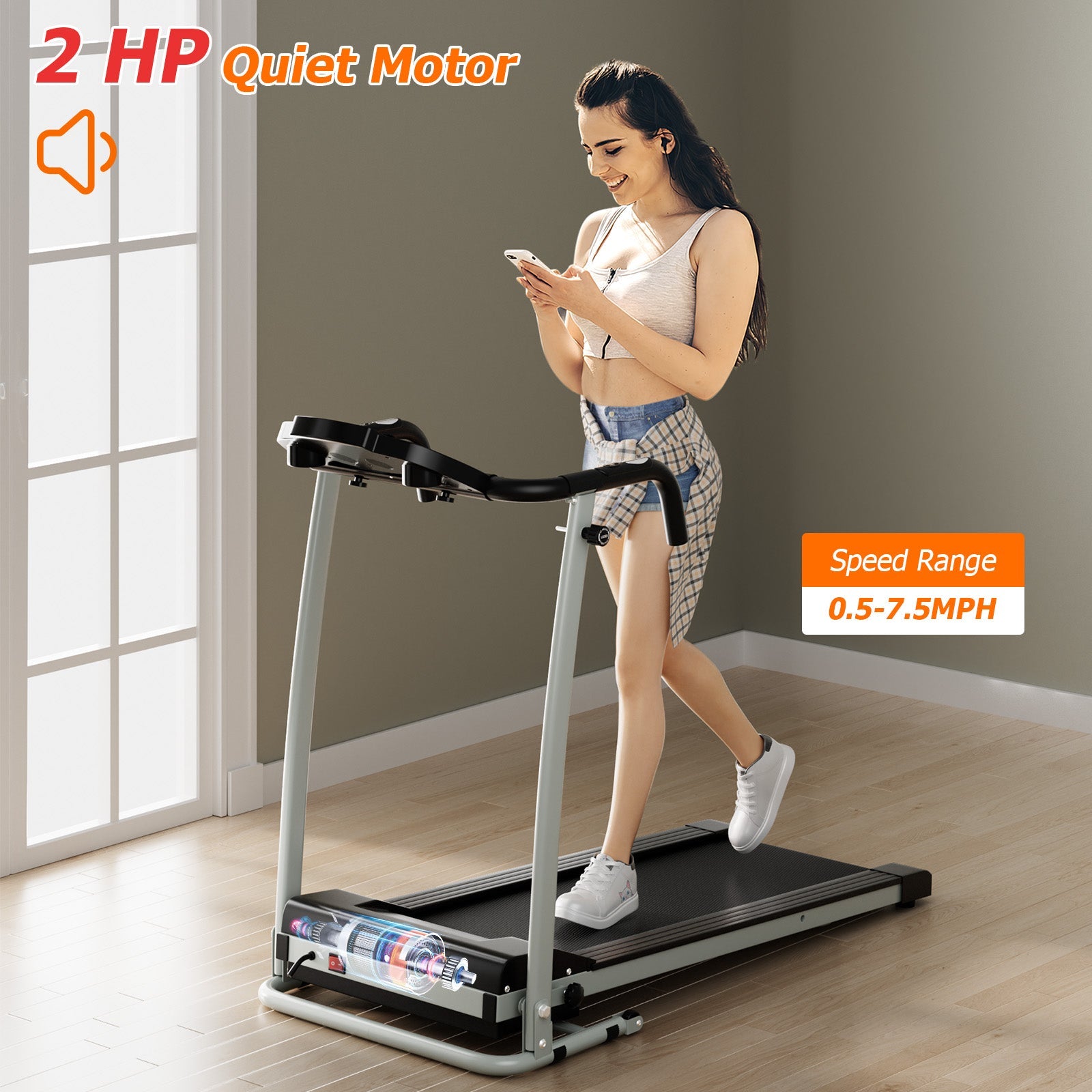 Folding Treadmill with 12 Preset Programs and LCD Display-Black