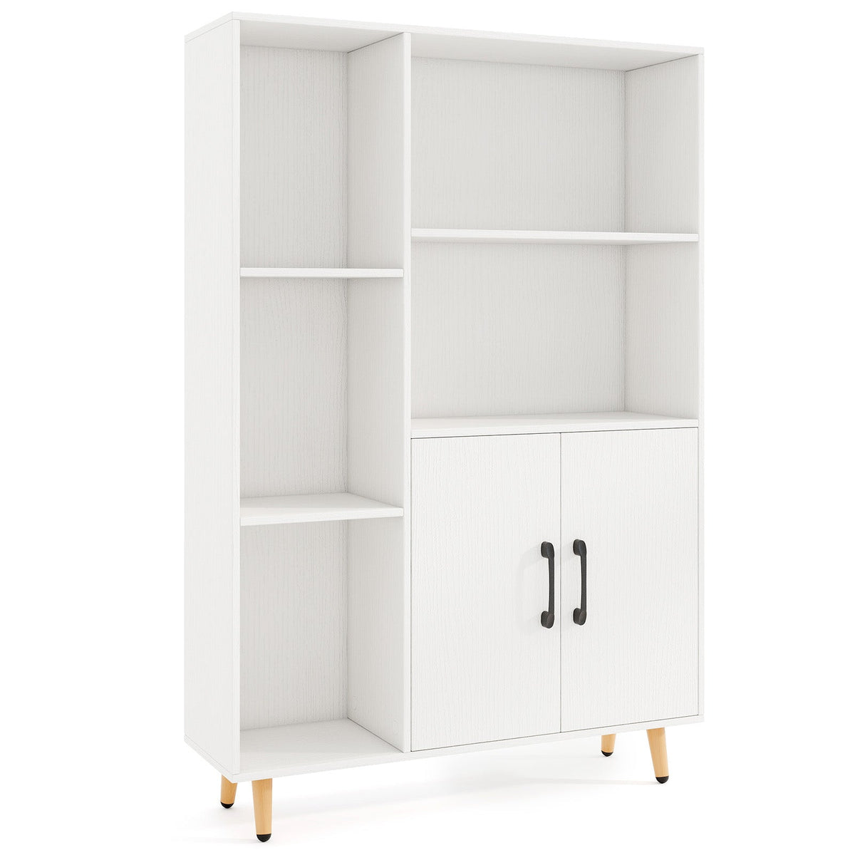 Free Standing Pantry Cabinet with 2 Door Cabinet and 5 Shelves