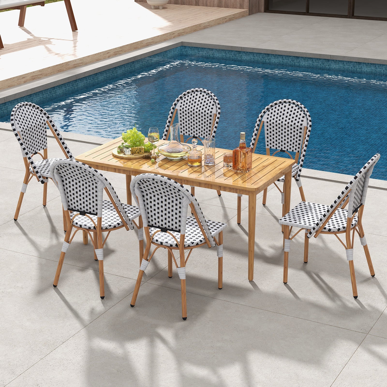 French Bistro Chair Set of 2 with Galvanized Metal Framex-White