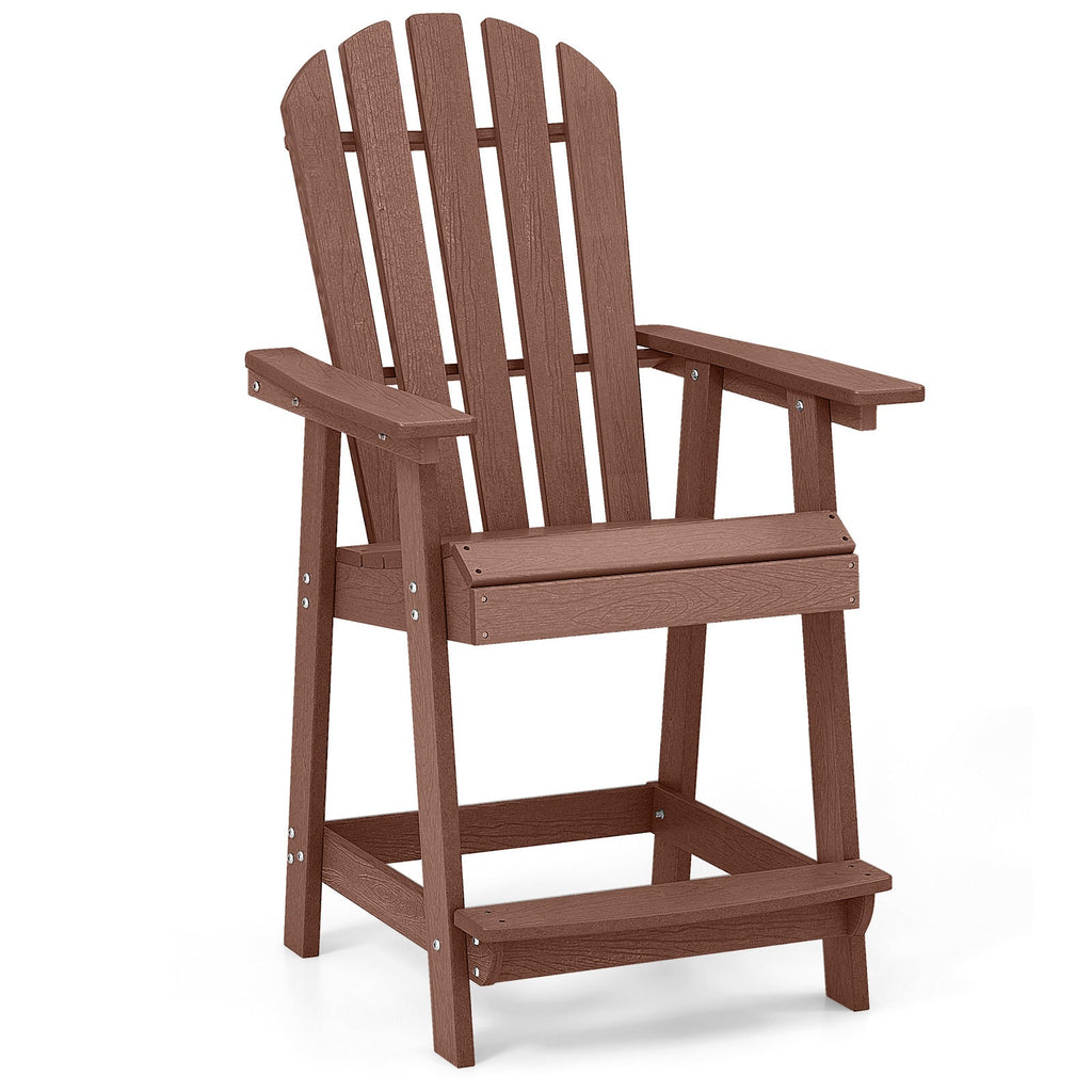 HDPE Patio Chair with Armrest and Footrest for Indoor Outdoor-Coffee