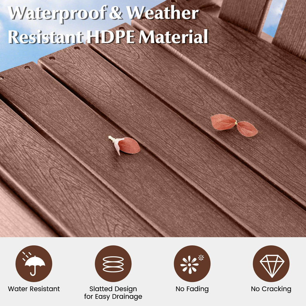HDPE Patio Chair with Armrest and Footrest for Indoor Outdoor-Coffee
