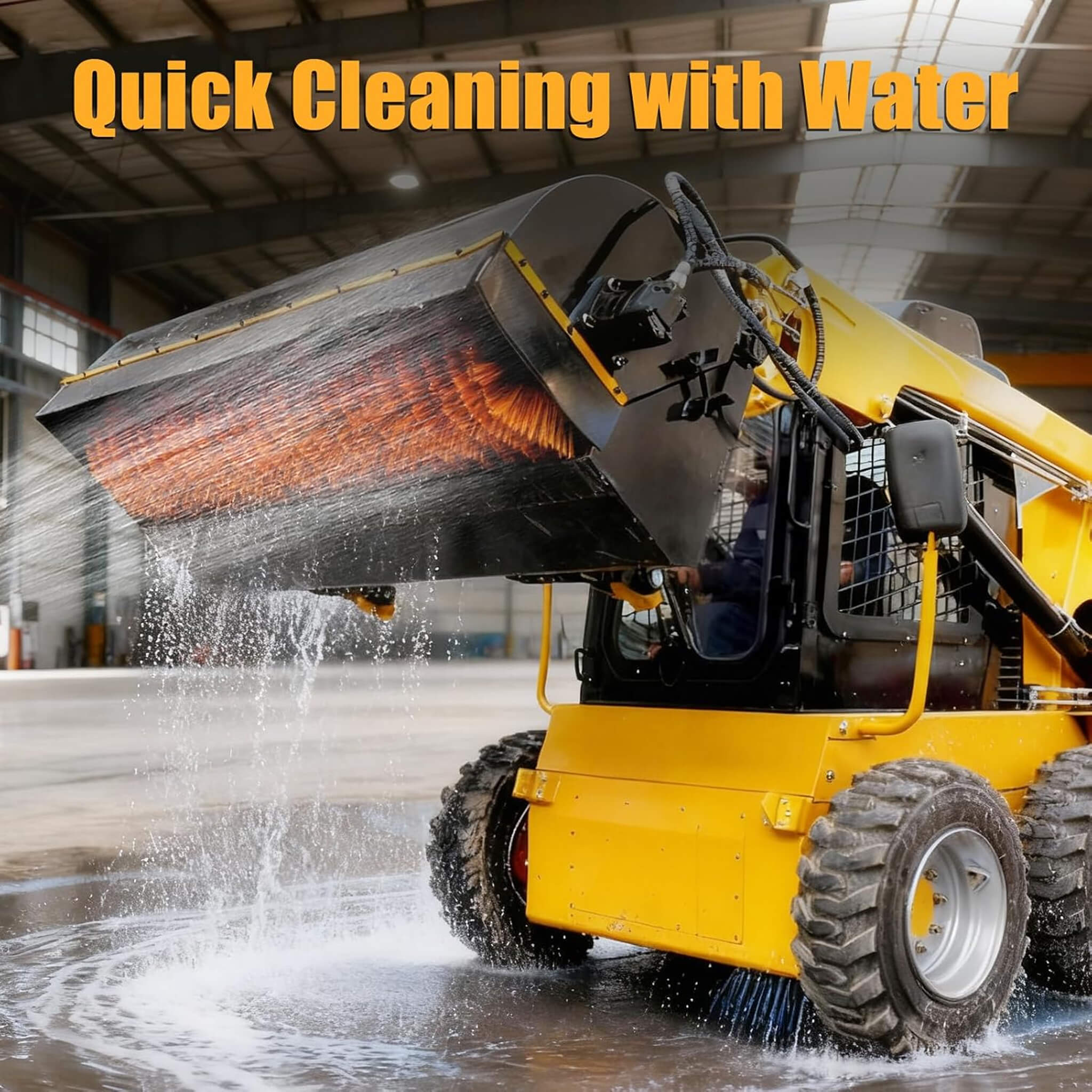72-Inch Industrial Skid Steer Sweeper Attachment