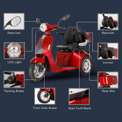 Zvg Heavy-Duty All-Terrain Electric Powered Mobility Scooter For Seniors & Adults, 800W (SAK96314)