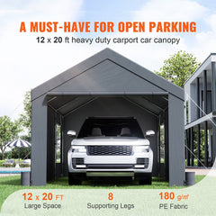 [12X20FT] Alora Heavy-Duty Outdoor Premium Garage Tarp Canopy Shelter W/ Removable Sidewalls (SAK94615)