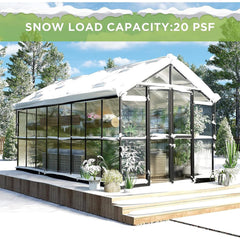 [08X16FT] Heavy-Duty Outdoor Walk-In Polycarbonate Patio Greenhouse With Double Swing Doors, 6MM (SAK26153)