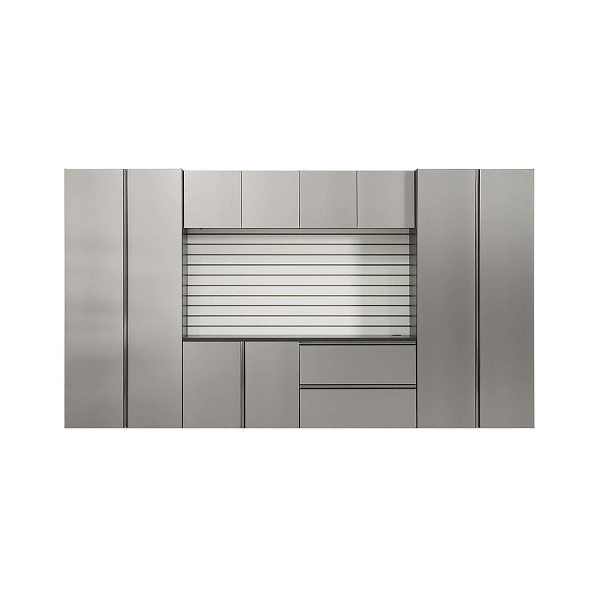 Alora Heavy-Duty Wall-Mounted Metallic Gray Garage Cabinet Set With Soft Closing Doors And Drawers (SAK24368)