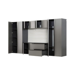 Alora Heavy-Duty Wall-Mounted Metallic Gray Garage Cabinet Set With Soft Closing Doors And Drawers (SAK24368)