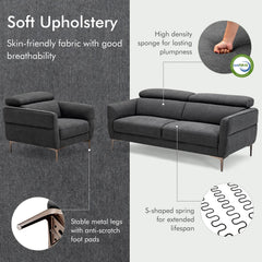 Modern Couched Sofa set with Adjustable Headrest