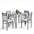 5-Piece Faux Marble Dining Set with Steel Frame