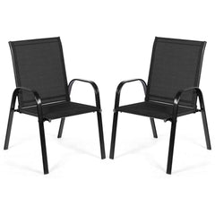 2 Pcs Patio Outdoor Dining Chair with Armrest-Black