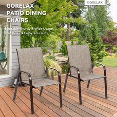 2 Pcs Patio Chairs Outdoor Dining Chair with Armrest-Gray