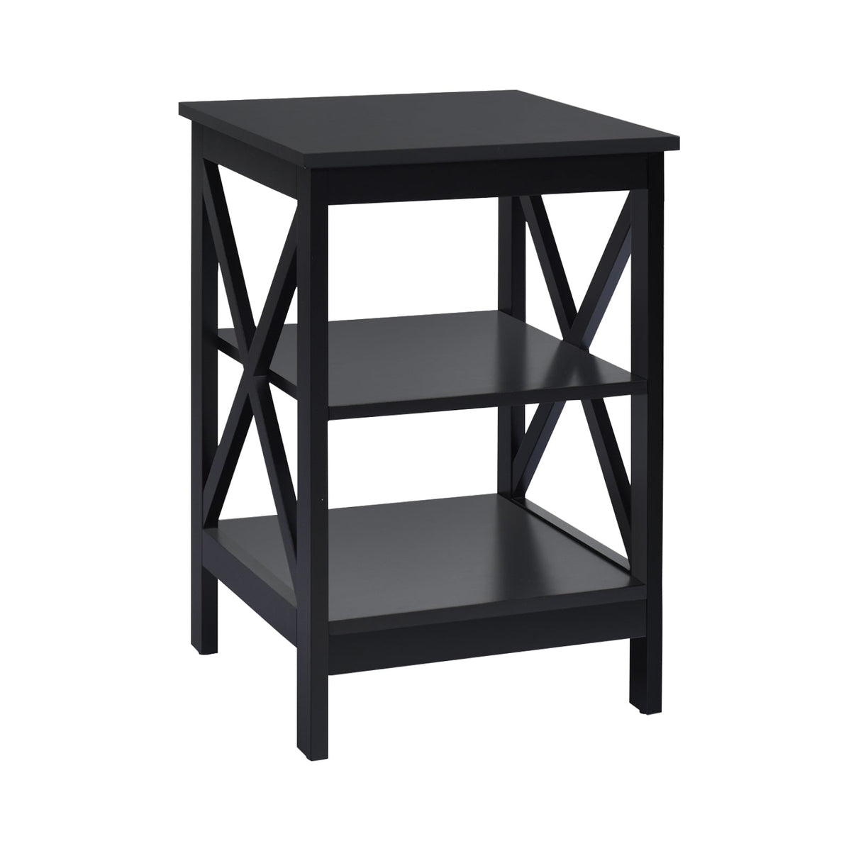 3-Tier X-Design Nightstands with Storage Shelves for Living Room Bedroom