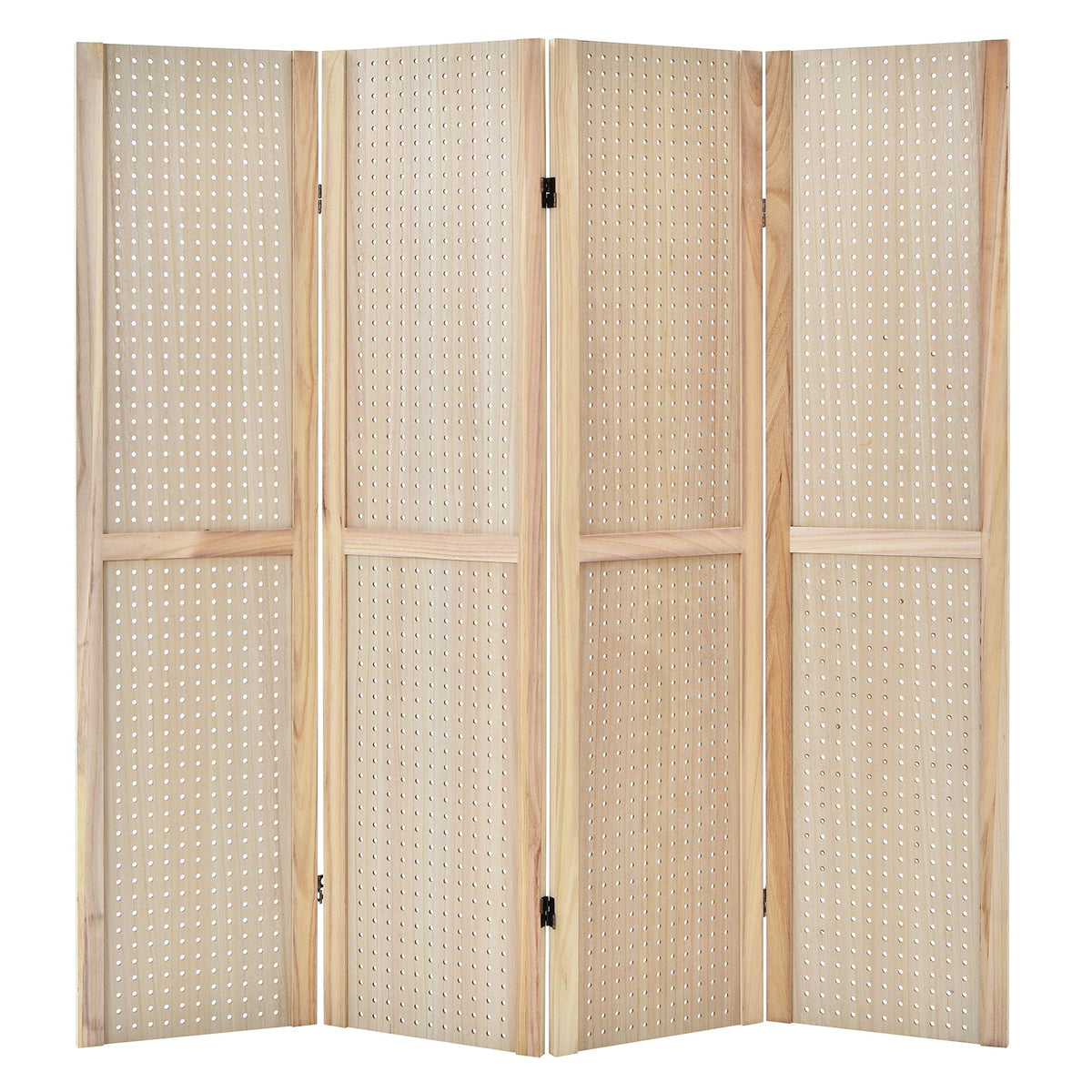4-Panel Pegboard Display 5 Feet Tall Folding Privacy Screen for Craft Display Organized