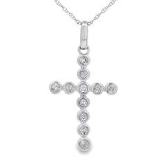.20ct Diamond Cross Religious Pendant 14KT White Gold