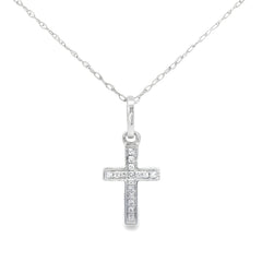 .05ct Diamond Cross Religious Pendant 14KT White Gold