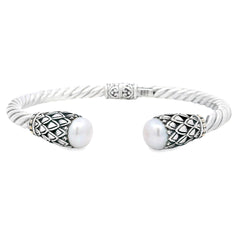 Pearl Bangle Bracelet Sterling Silver 18KT Gold