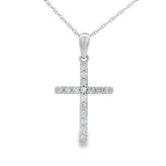 .19ct Diamond Cross Religious Pendant 14KT White Gold