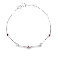 .17ct Ruby Diamond Bracelet 14KT White Gold